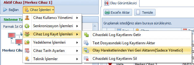 Cihaz Hareket Olay Veri Geri Aktarım