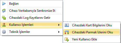 pdks cihazdan kullanıcı parmak izlerini okuma