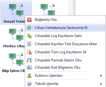 pdks cihazı veritabanıyla senkronize etme sureci