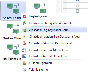 pdks cihazdaki giriş - çıkış bilgilerini programa aktarma